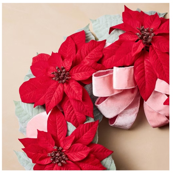 John Derian for Target 26" Poinsettia Wreath - Picture 3 of 4